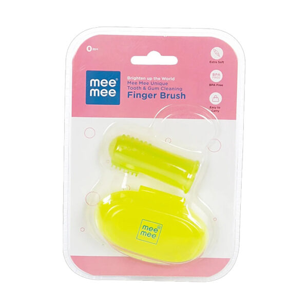 Mee Mee Finger Toothbrush with Storage Case (Green, 1 pc) – Soft Silicone Bristles