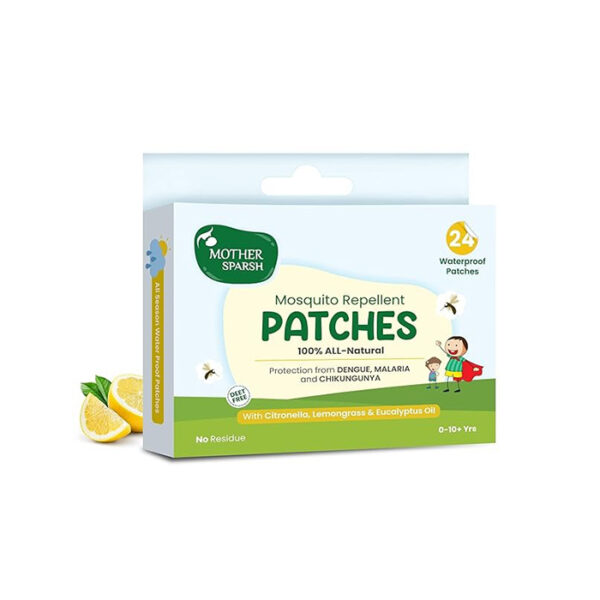 Mother Sparsh 100% All Natural Mosquito Repellent Patches for Babies with 12hr. Protection | With Citronella, Lemongrass & Eucalyptus Oil Protects from Dengue, Malaria, Chikunguniya (24 Patches)