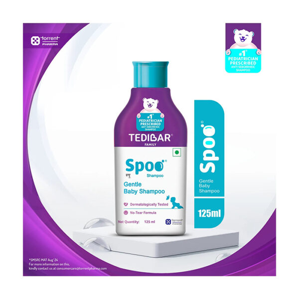 Torrent Pharma Spoo gentle baby shampoo 125ml No Tears Gentle on Scalp No. 1 Pediatrician Prescribed Anti Seborrheic Shampoo- By