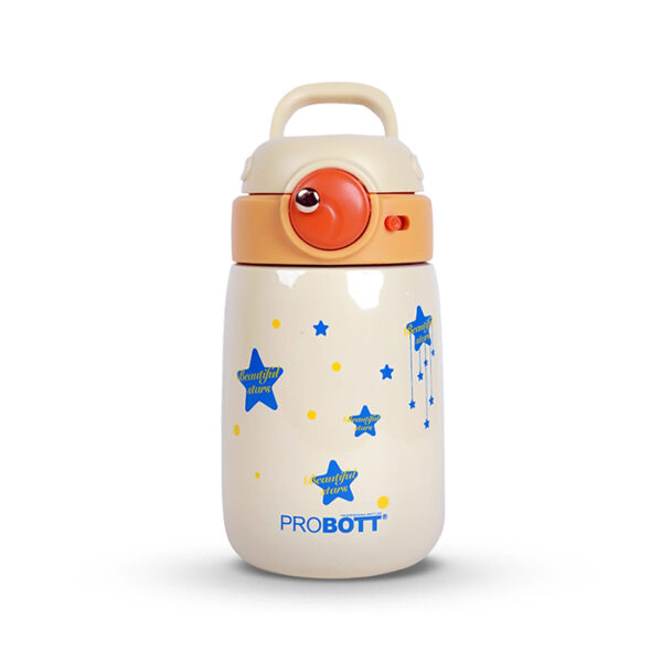Probott Cool Kid 360ml Hot & Cold Sipper Bottle for Kid with Straw & Handle, Orange