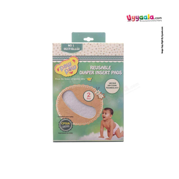 Paw Paw Reusable Baby Diaper insert Pads, Size S, (30cm*10 cm) (2pcs Set)