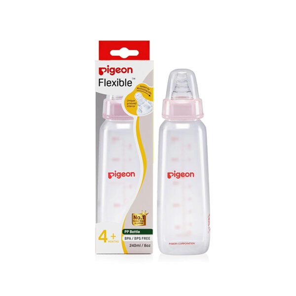 Pigeon Peristaltic Baby Nursing/Feeding Bottle KPP Nipple M,For 4+ Month Babies,BPA Free,BPS Free,Square Base,Blue,240 ml