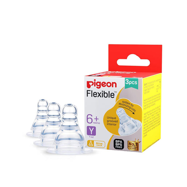 Pigeon flexible 6 months plus y slim neck 2 pcs nippls Medium Flow Nipple (Pack of 2 Nipples)
