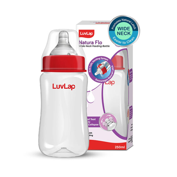 Anti-Colic Wide Neck Natura Flo Baby Feeding Bottle, 250ml