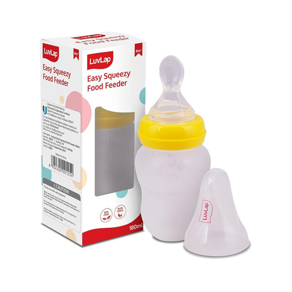 LuvLap Silicone Easy Squeezy Baby Food Feeder 4M+ 180ml Yellow
