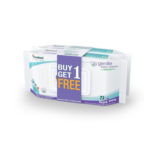 Himalaya Gentle Baby Wipes with Lid (72 wipes x2 packs -144 wipes) |100% Biodegradable Plant-based fabric | Indian Lotus & Aloe Vera | Skin Friendly PH| Extra Soft