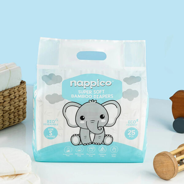 Natural Bamboo Diapers Small 
(3-6Kg) (25 pcs in a pack)