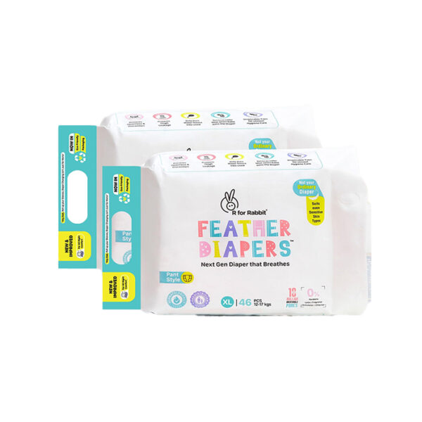 R for Rabbit XS New Born Premium Feather Diaper Pant Style for Baby 0 to 5 kgs (44 Combo Pack Offer)
