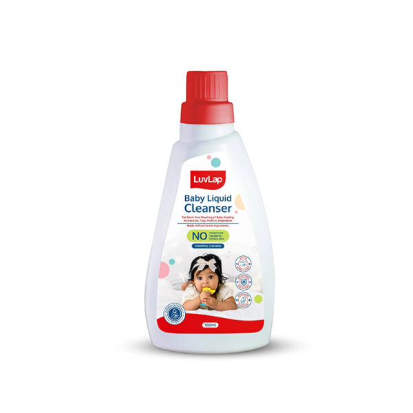 Baby Liquid Cleanser 500ml, For cleaning feeding bottle, cutlery, toys, fruits & vegetables, Kills 99.9% Germs, pH Balanced Dermatologically tested formula, No harsh chemicals, Bio-degradable