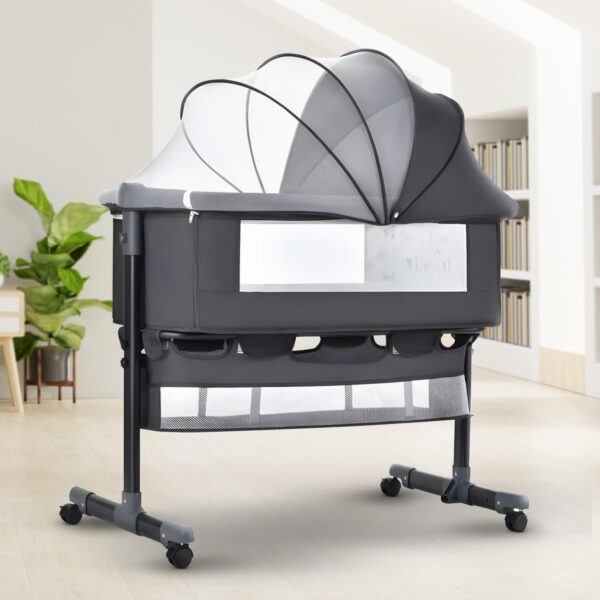 Baybee 3 in 1 Baby Bedside Crib with 2 Height Adjustable Bed Cot Bedside Bassinet for Kids