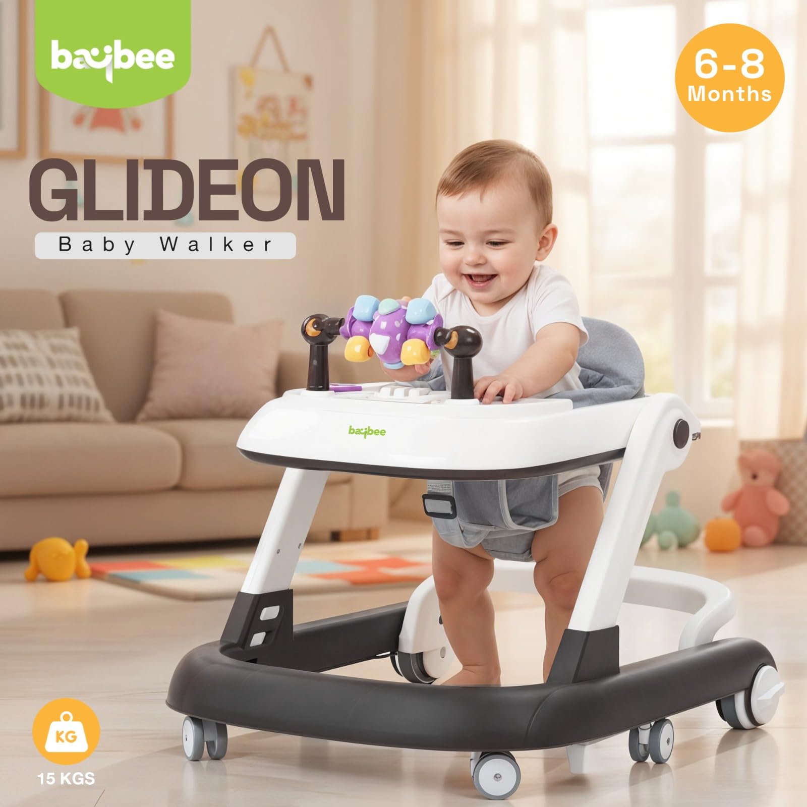 Baybee 2-in-1 Convertible Baby Walker with Musical Toy Bar & Safety Stopper - Image 11