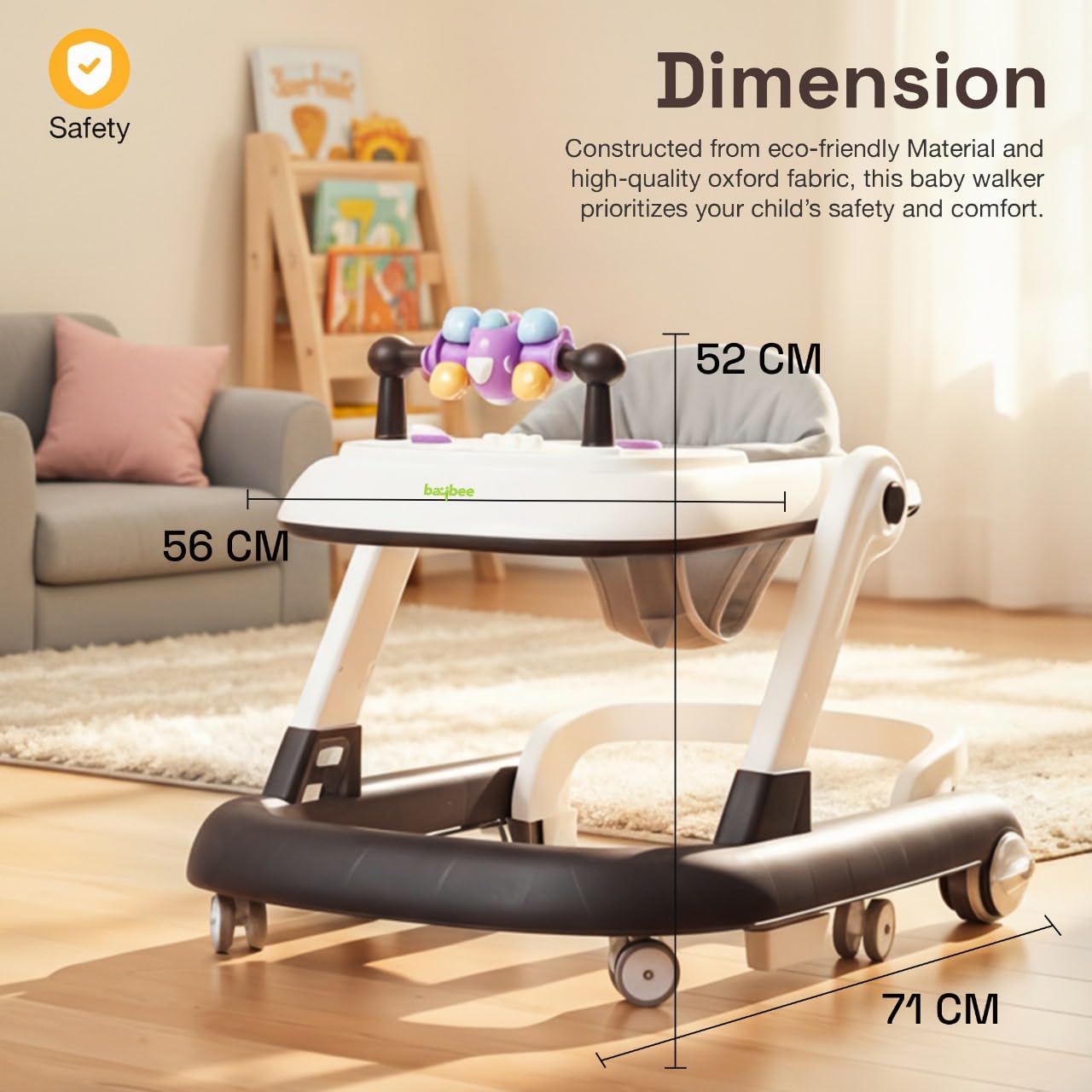 Baybee 2-in-1 Convertible Baby Walker with Musical Toy Bar & Safety Stopper - Image 18