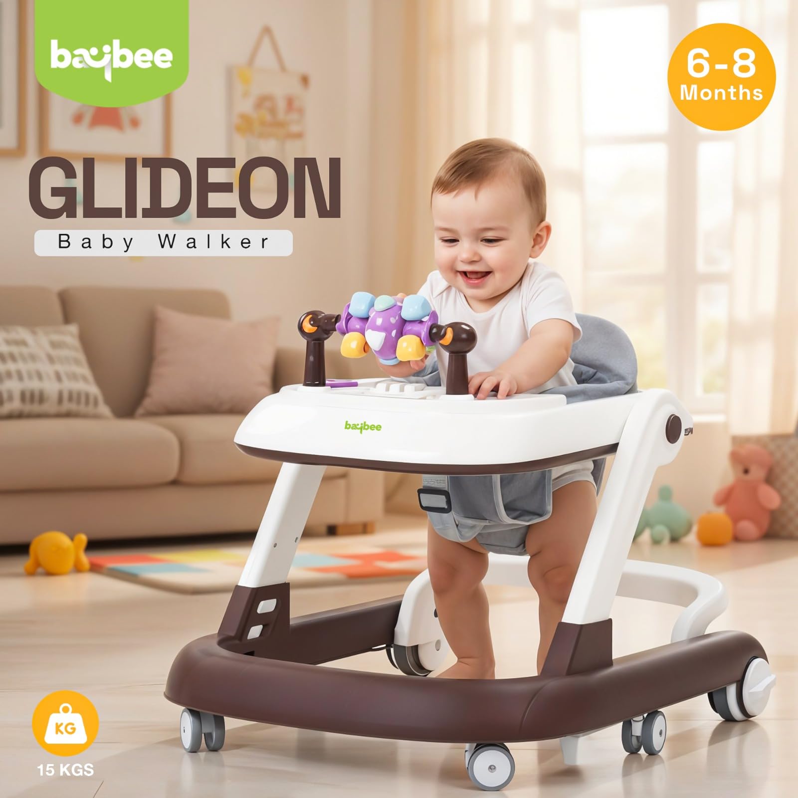 Baybee 2-in-1 Convertible Baby Walker with Musical Toy Bar & Safety Stopper - Image 20