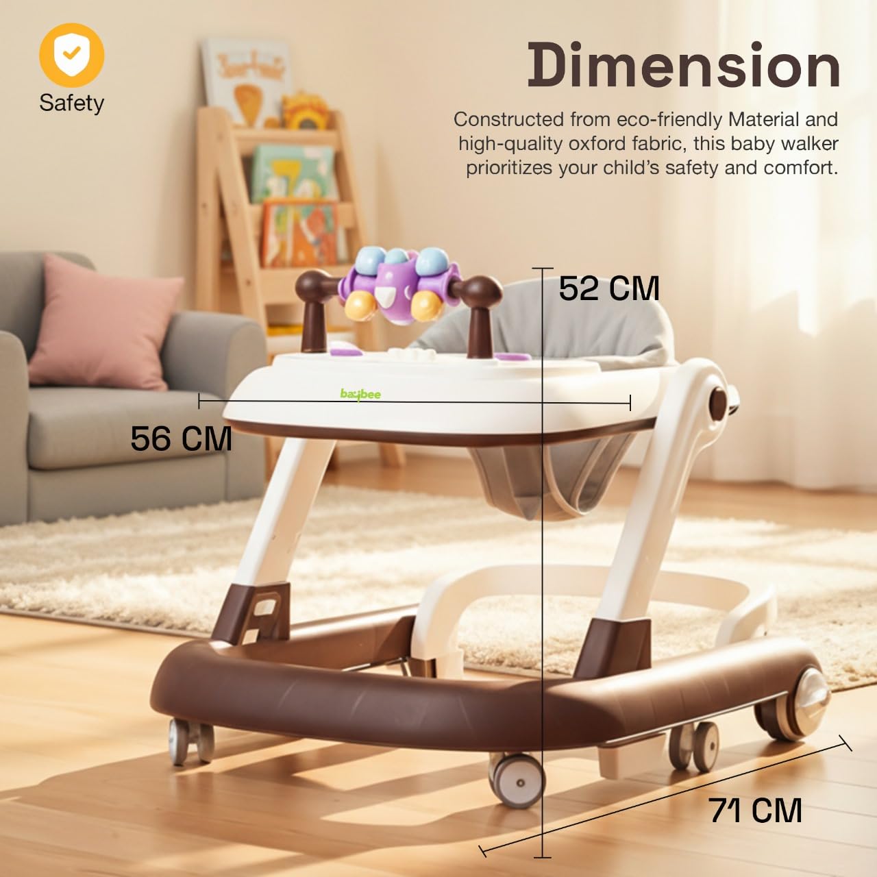 Baybee 2-in-1 Convertible Baby Walker with Musical Toy Bar & Safety Stopper - Image 27