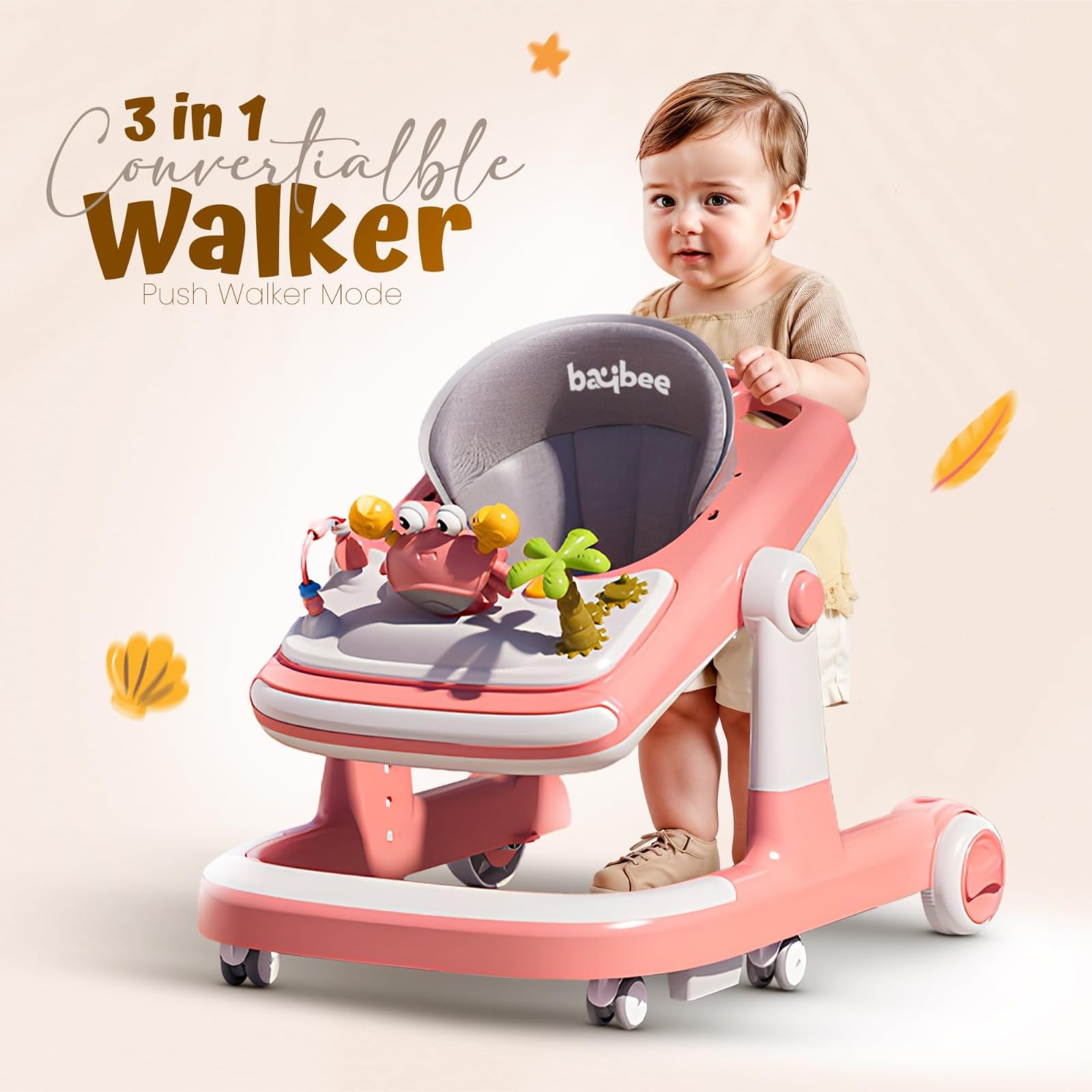 Baybee 3 in 1 Baby Walker for 6-18 Month Baby, Push Walker for Kids with Parental Handle - Image 2