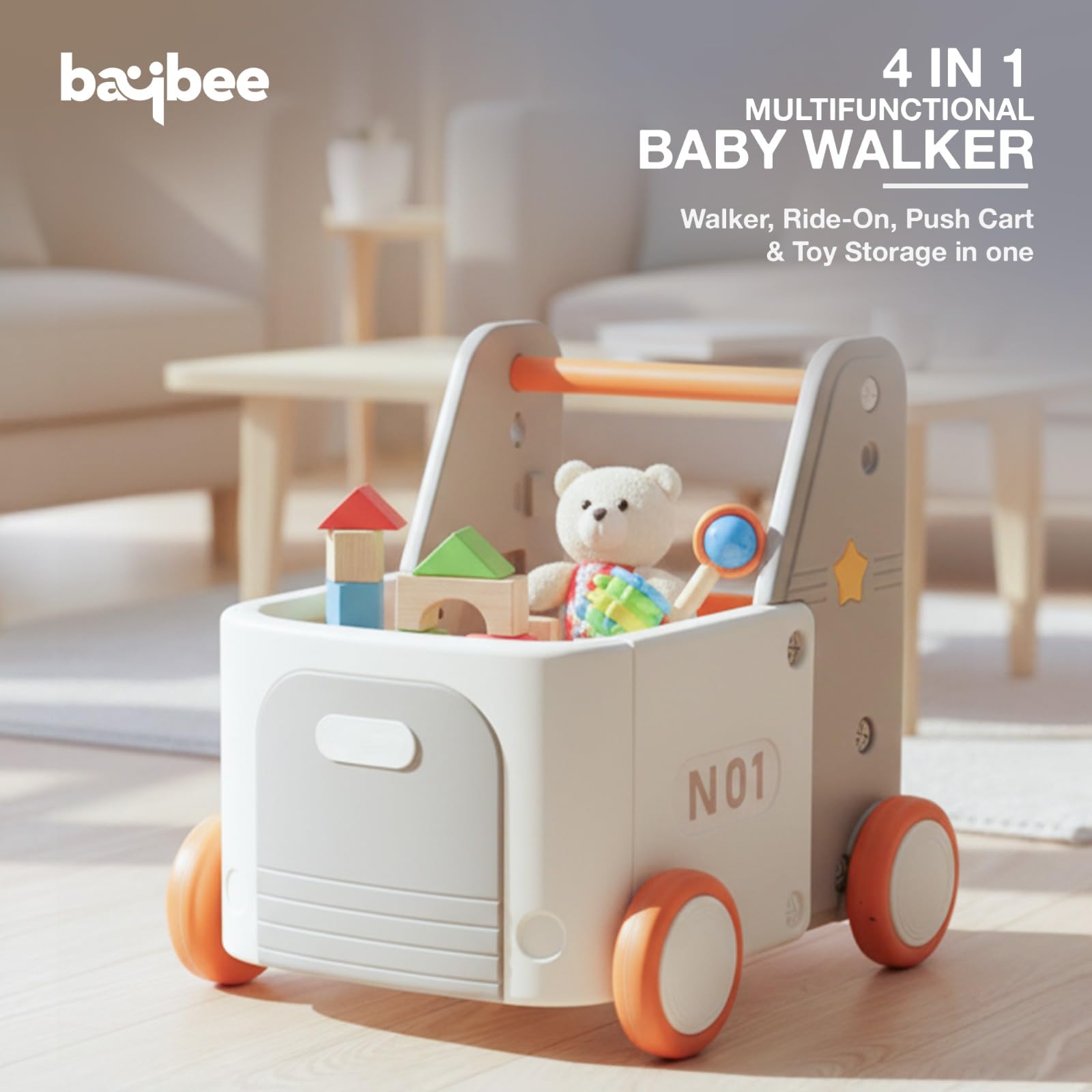 Baybee 4-in-1 Baby Walker & Kids Ride-On Smooth-Rotation Wheels - Image 5