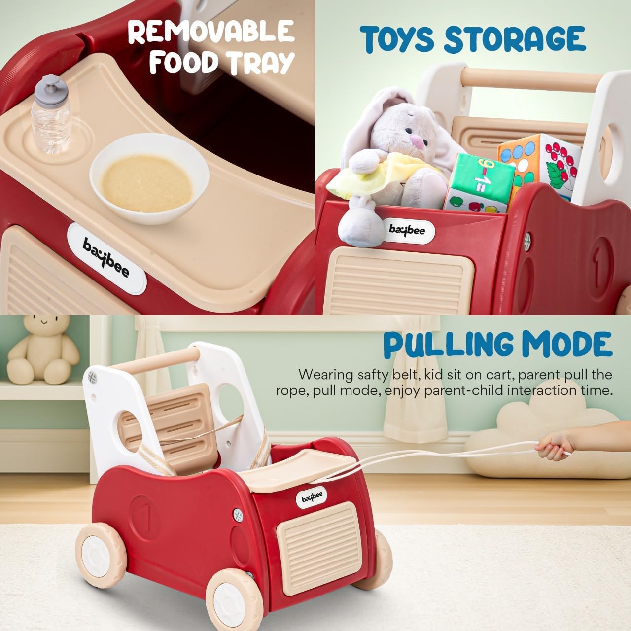 Baybee 4-in-1 Push Walker & Shopping Cart for Baby with Ride-On Mode - Image 5