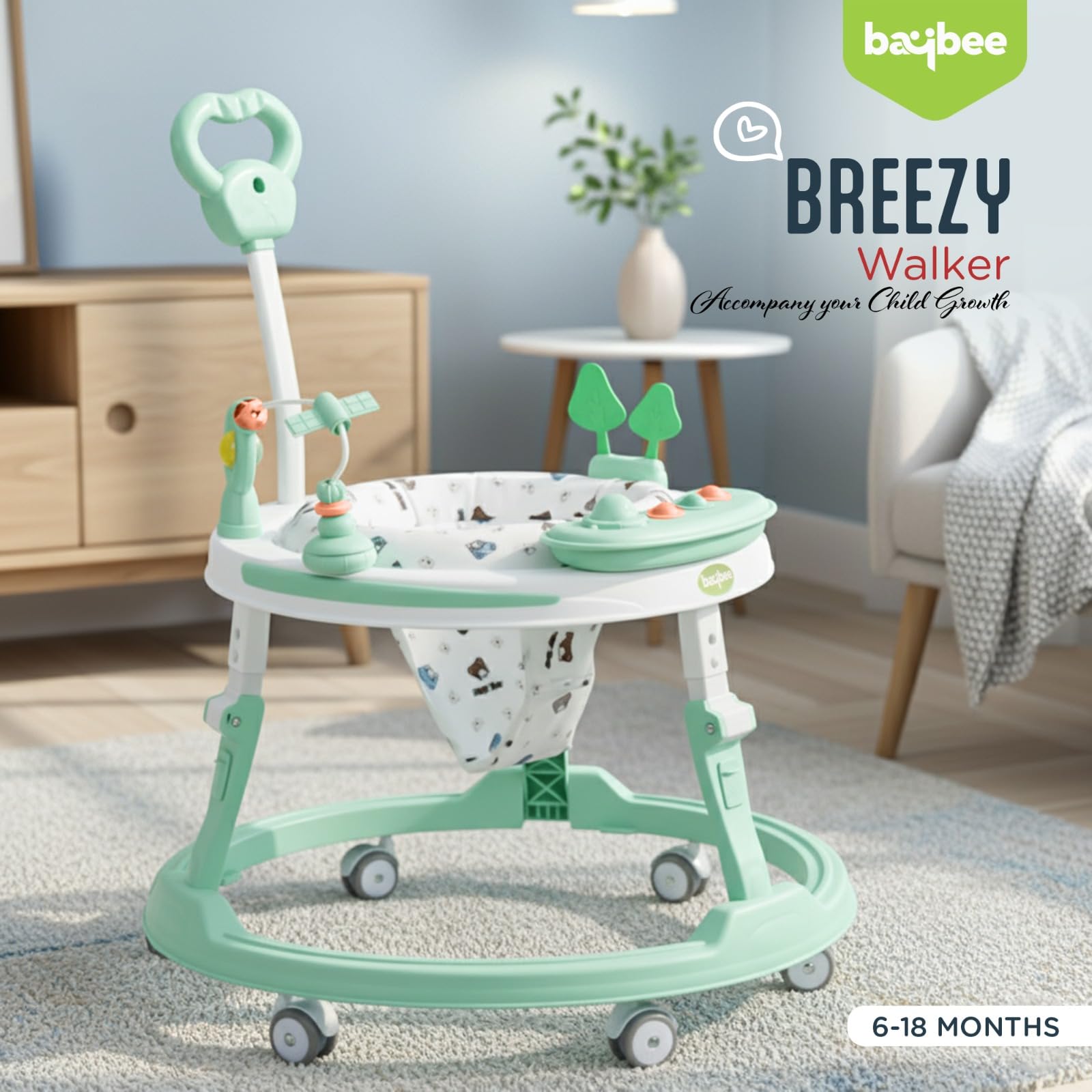 Baybee Breezy 2-in-1 Convertible Baby Walker for 6-18 Months with Rocking Mode - Image 11