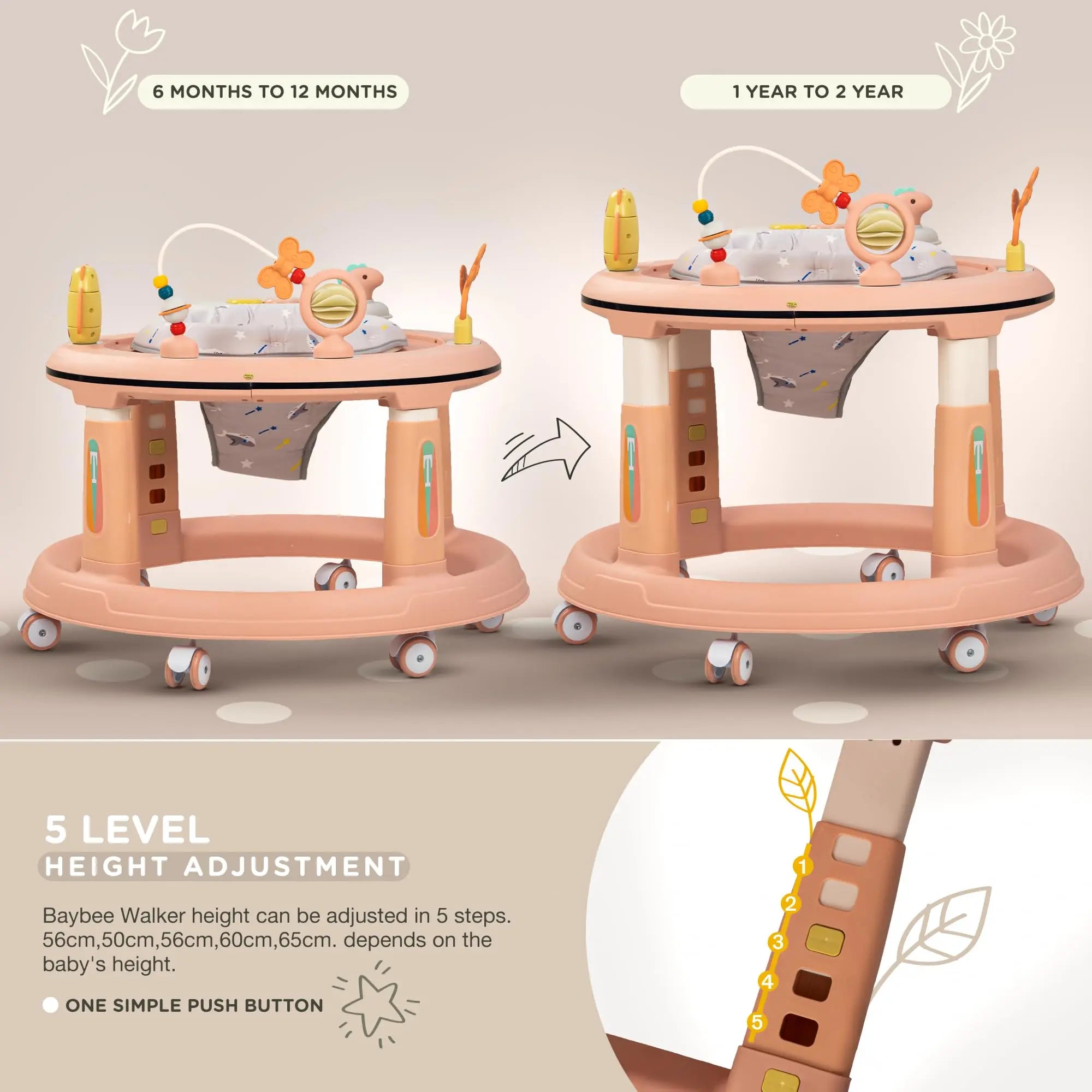 Baybee Melody Baby Walker for Kids, Round Kids Walker - Image 14