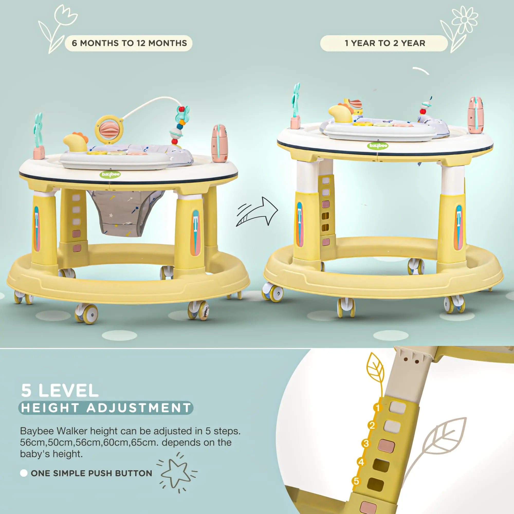 Baybee Melody Baby Walker for Kids, Round Kids Walker - Image 23