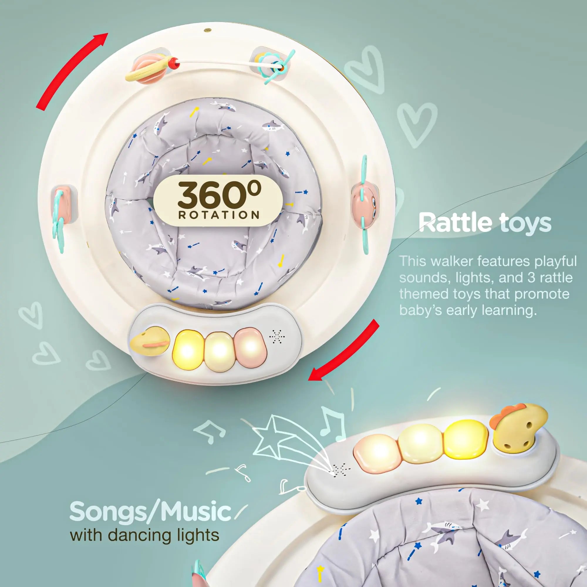 Baybee Melody Baby Walker for Kids, Round Kids Walker - Image 24