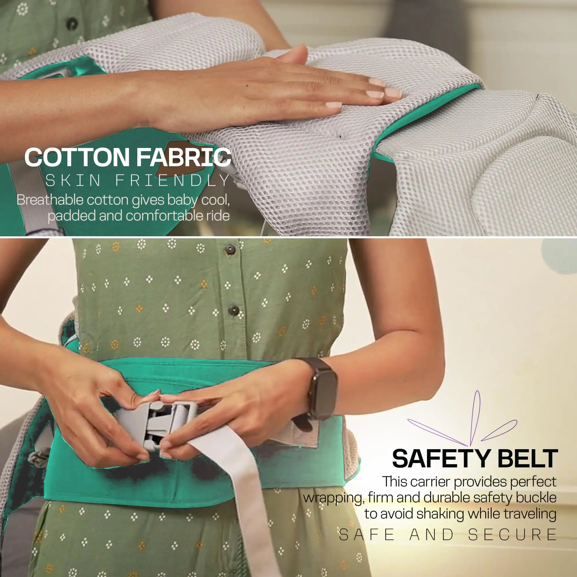 Baybee Ergo+ Hip Seat Baby Carrier with 6 Carry Positions, Baby Carry Sling Front Back Carrier with Safety Belt - Image 5