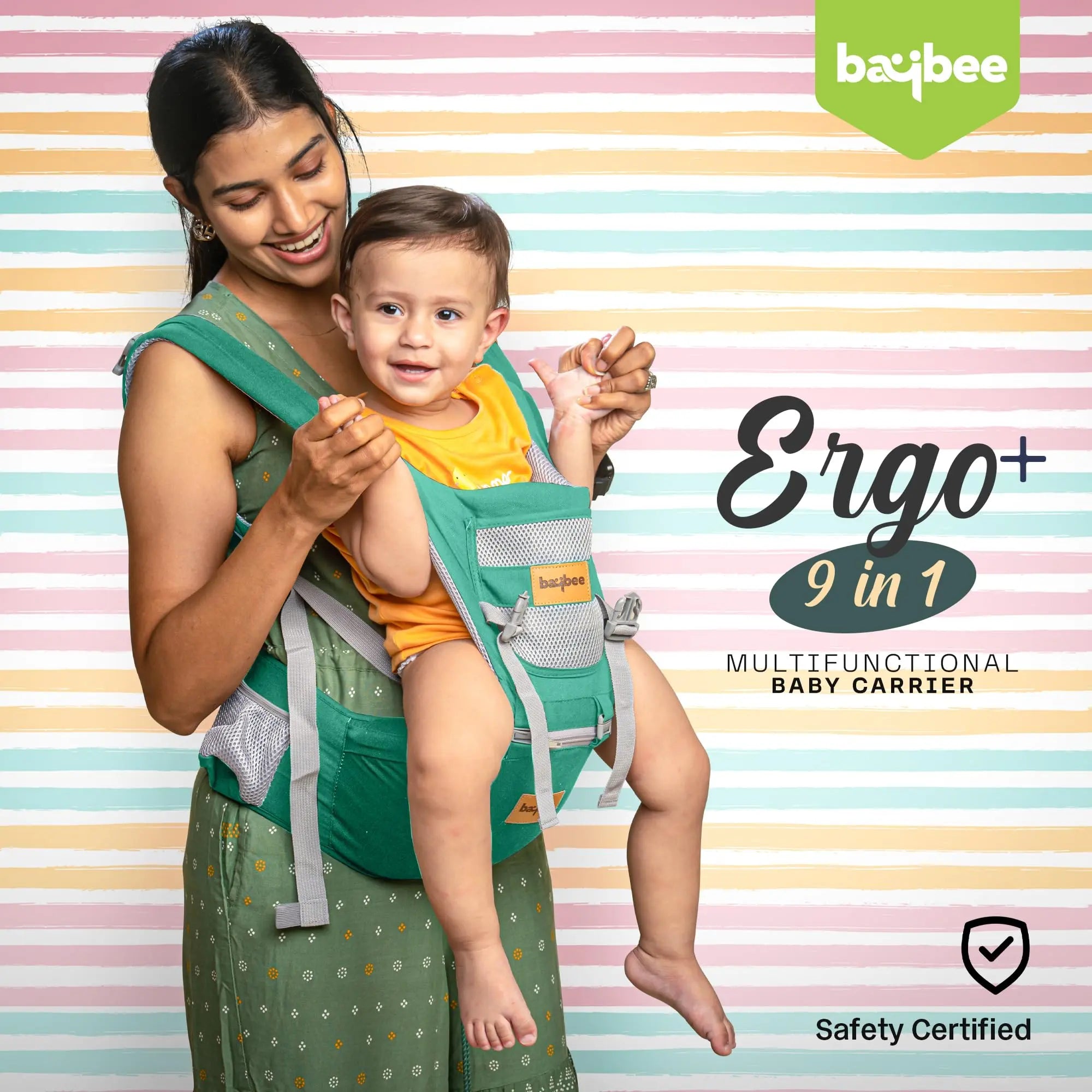 Baybee Ergo+ Hip Seat Baby Carrier with 6 Carry Positions, Baby Carry Sling Front Back Carrier with Safety Belt - Image 8