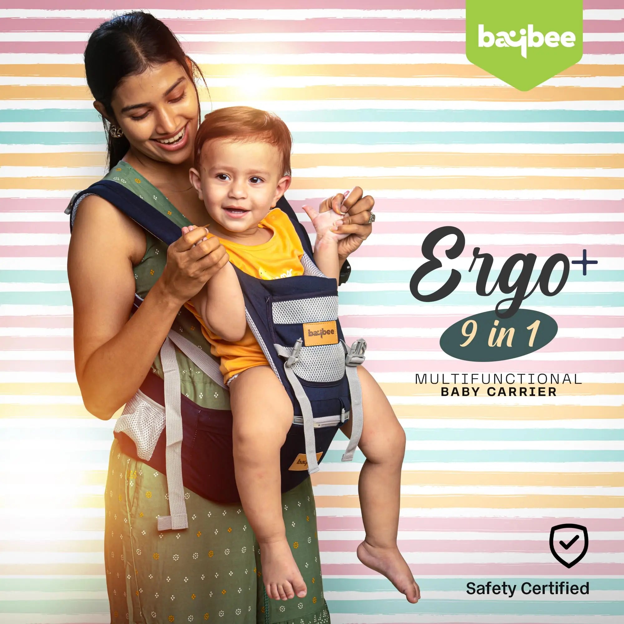 Baybee Ergo+ Hip Seat Baby Carrier with 6 Carry Positions, Baby Carry Sling Front Back Carrier with Safety Belt - Image 16