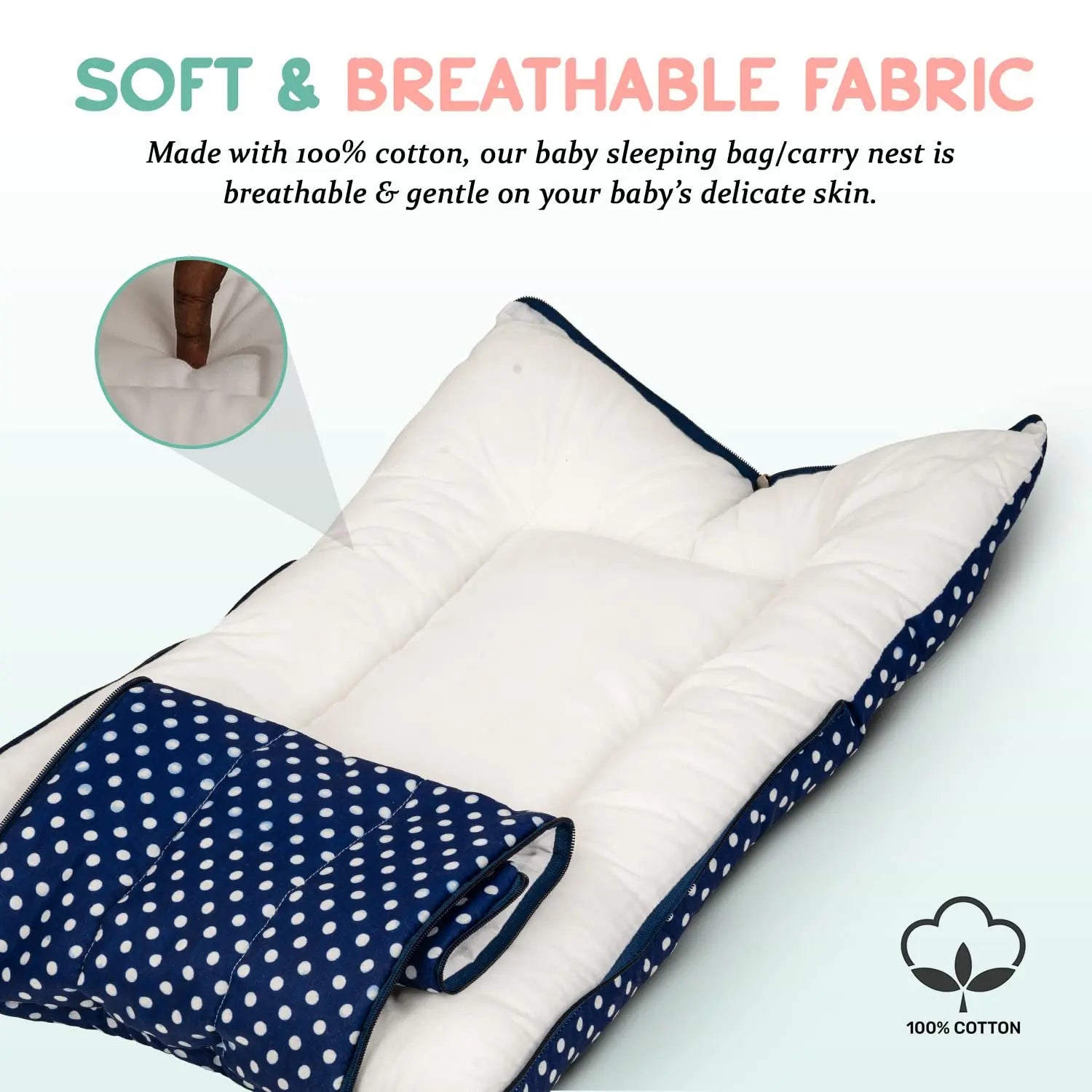 BAYBEE 3 in 1 Baby's Cotton Bed Cum Carry Bed, Printed Baby Sleeping Bag-Baby Bed - Image 4