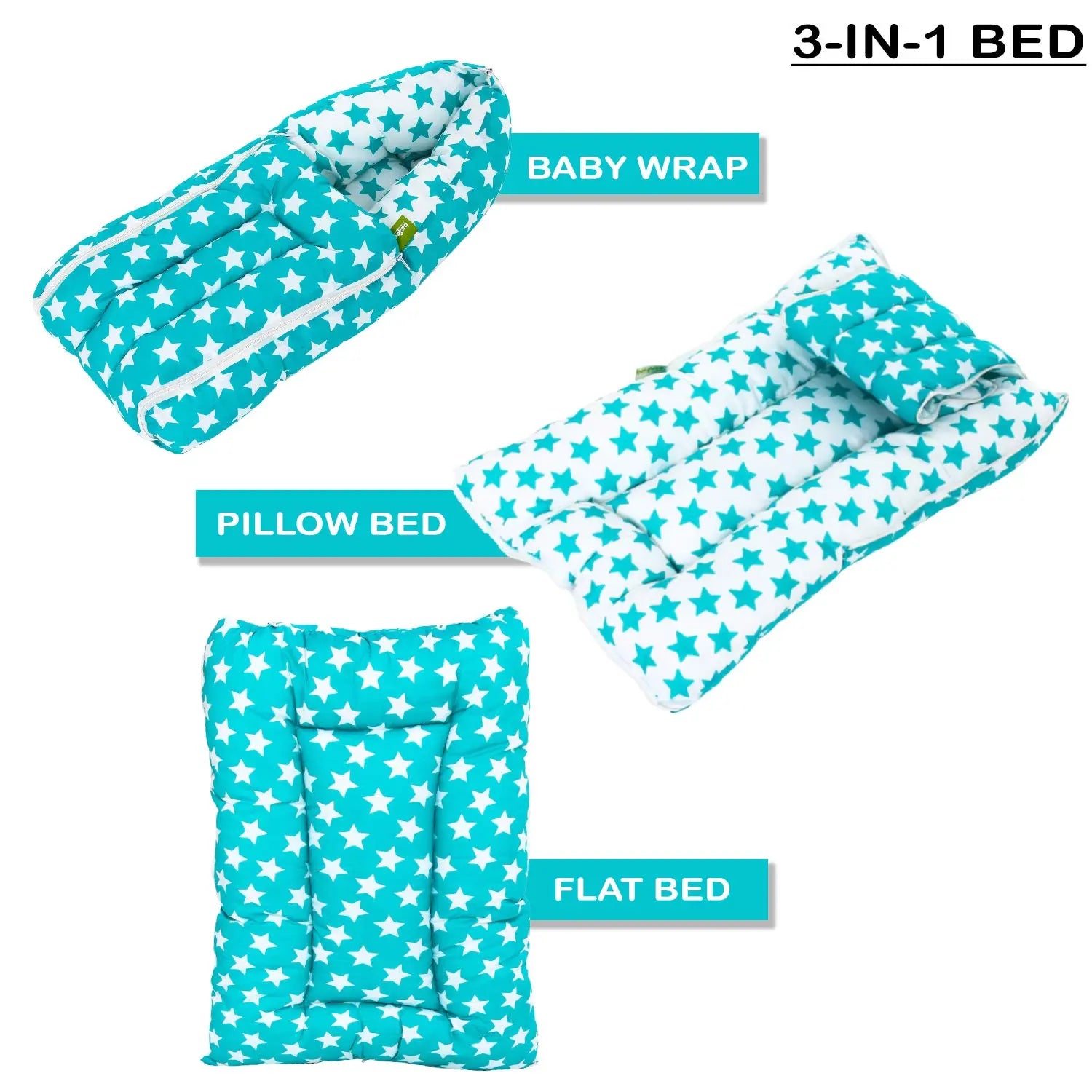 BAYBEE Little Star 3 in 1 Baby Cotton Bed Cum Carry Bed Printed Comfo Baby Sleeping Bag - Image 4