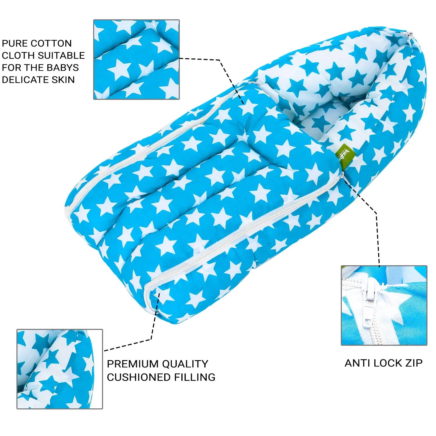 BAYBEE Little Star 3 in 1 Baby Cotton Bed Cum Carry Bed Printed Comfo Baby Sleeping Bag - Image 20