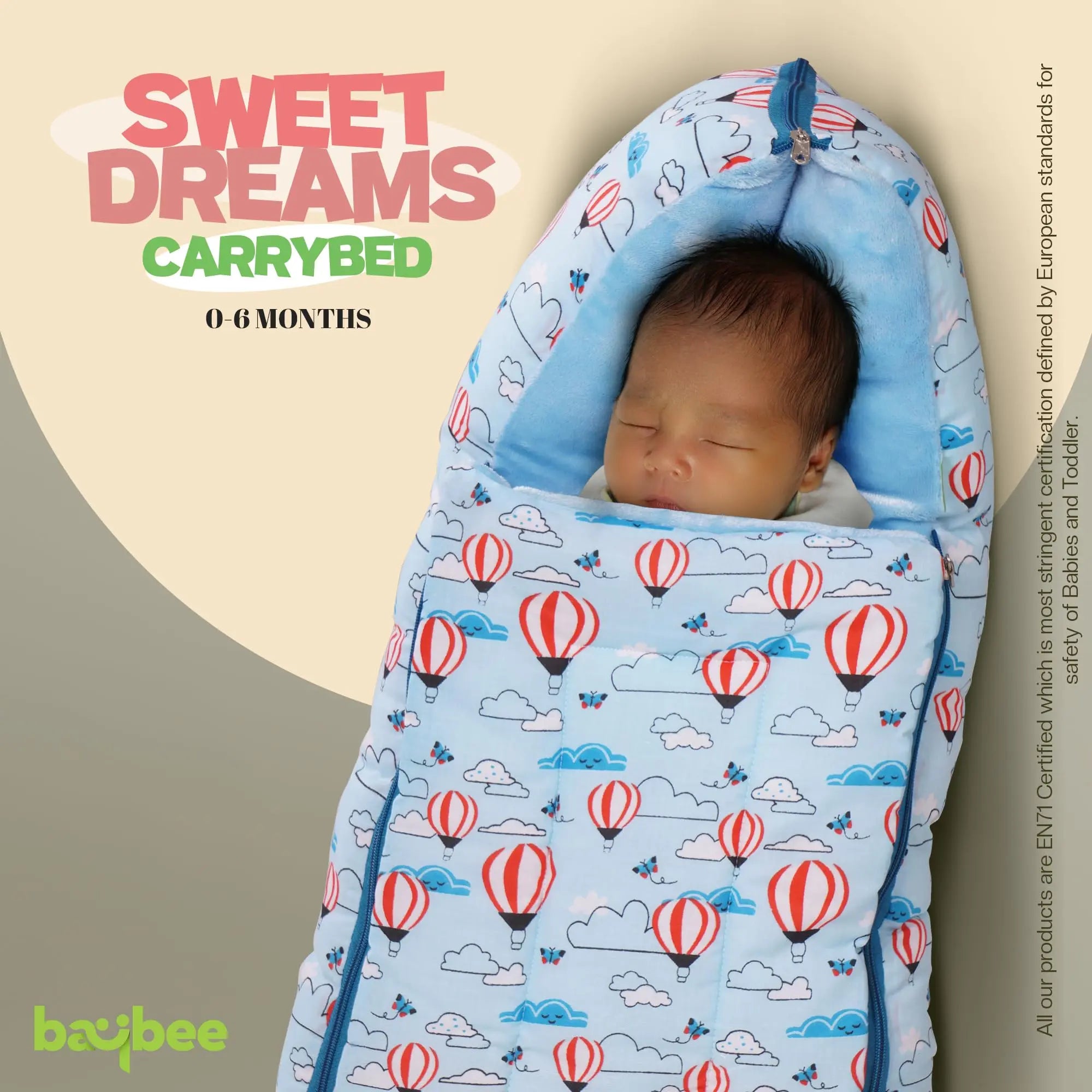 Baybee 3 in 1 Velvet Cotton Baby Bed Carry Bed - Image 2