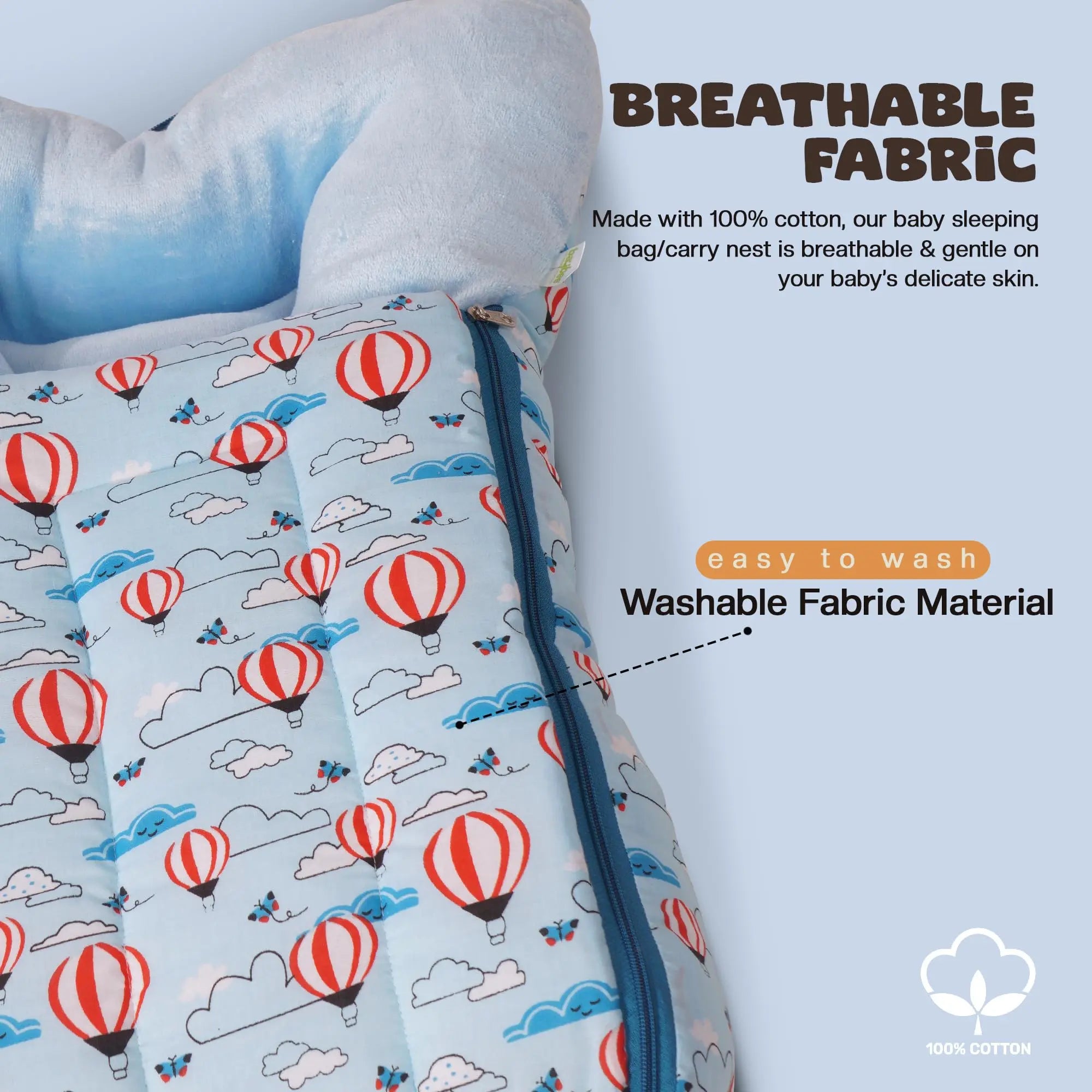 Baybee 3 in 1 Velvet Cotton Baby Bed Carry Bed - Image 6