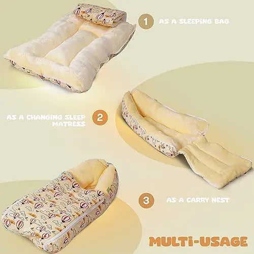 Baybee 3 in 1 Velvet Cotton Baby Bed Carry Bed - Image 14