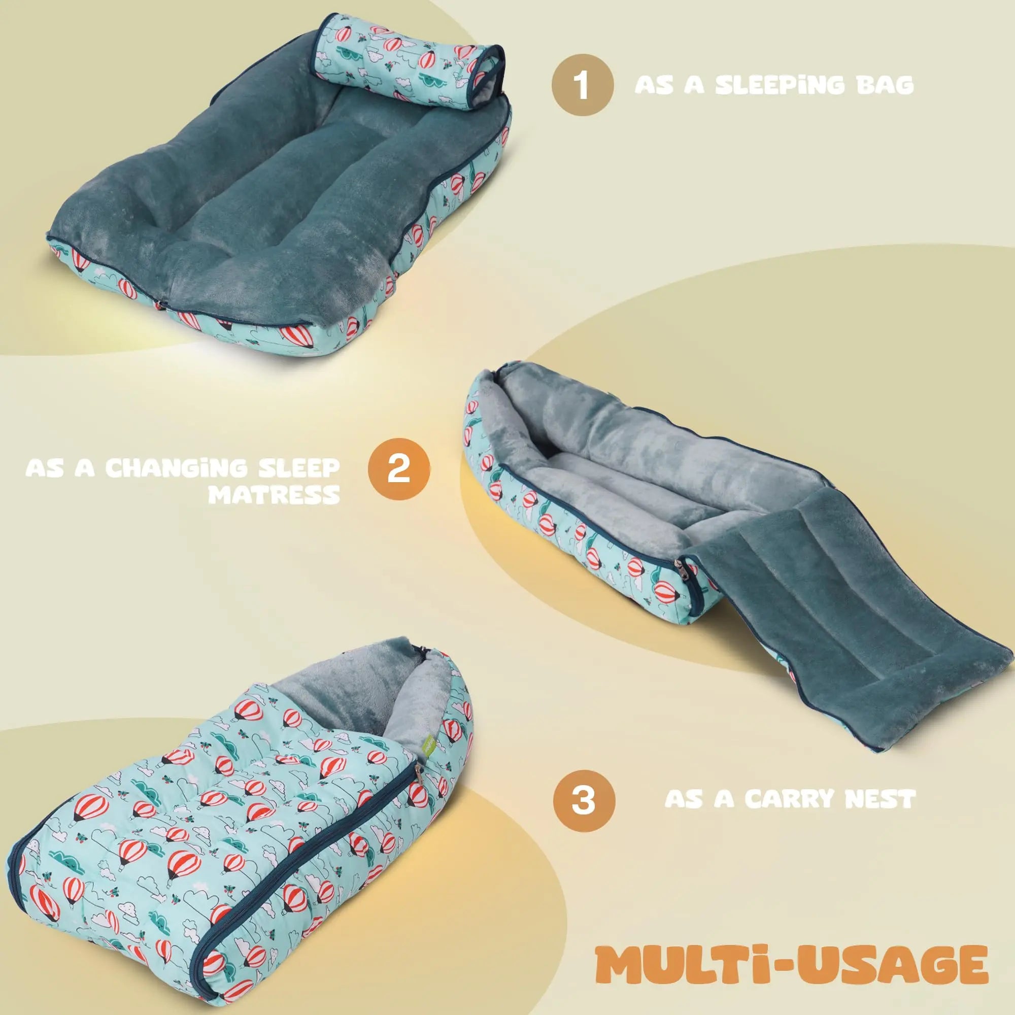Baybee 3 in 1 Velvet Cotton Baby Bed Carry Bed - Image 17