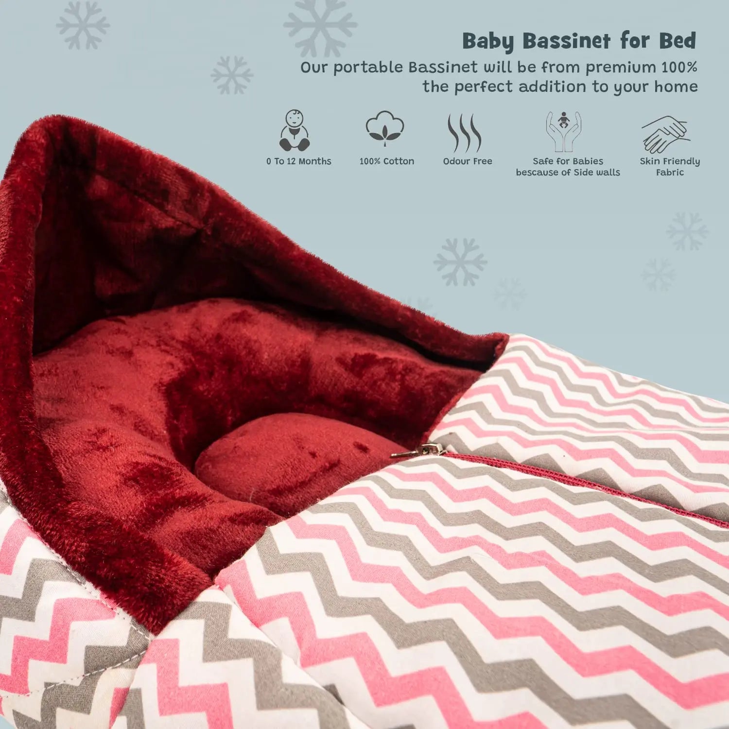 Baybee 3 in 1 Velvet Cotton Baby Bed Cum Carry Bed, Printed Baby Sleeping Bag-Baby Bed - Image 6