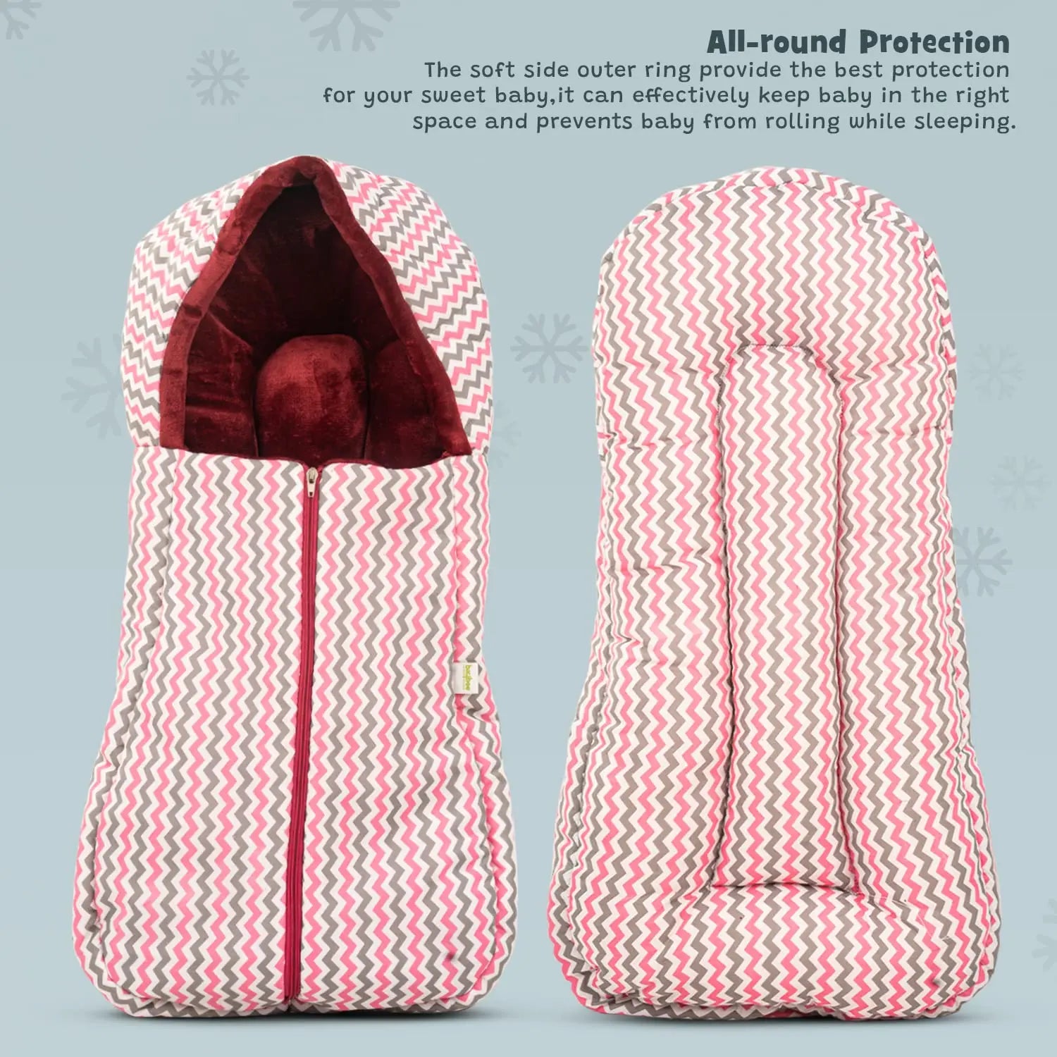 Baybee 3 in 1 Velvet Cotton Baby Bed Cum Carry Bed, Printed Baby Sleeping Bag-Baby Bed - Image 7