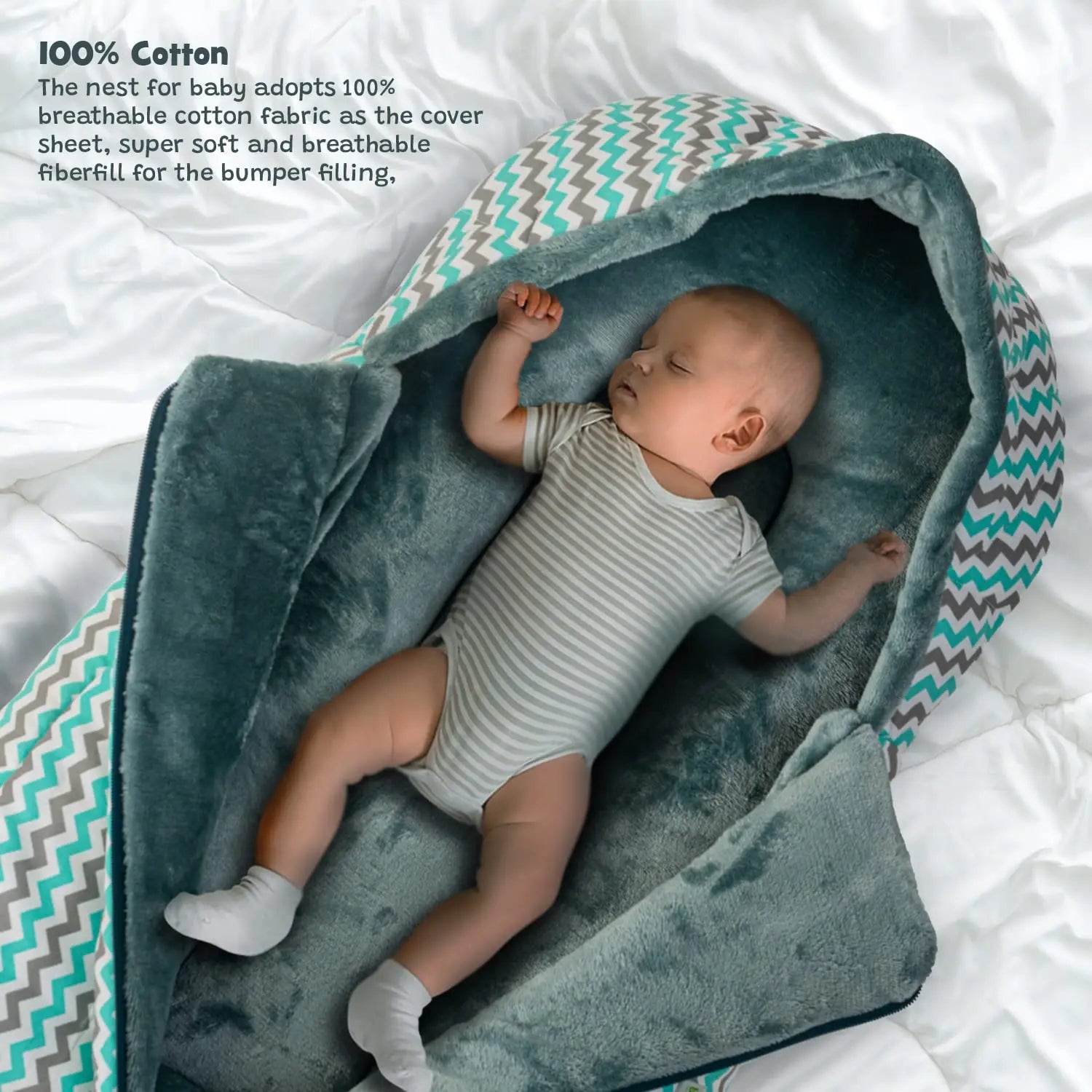Baybee 3 in 1 Velvet Cotton Baby Bed Cum Carry Bed, Printed Baby Sleeping Bag-Baby Bed - Image 13