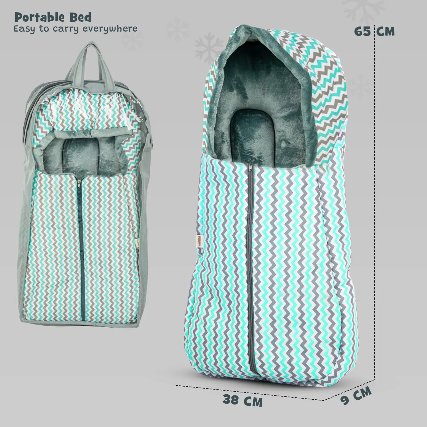 Baybee 3 in 1 Velvet Cotton Baby Bed Cum Carry Bed, Printed Baby Sleeping Bag-Baby Bed - Image 16