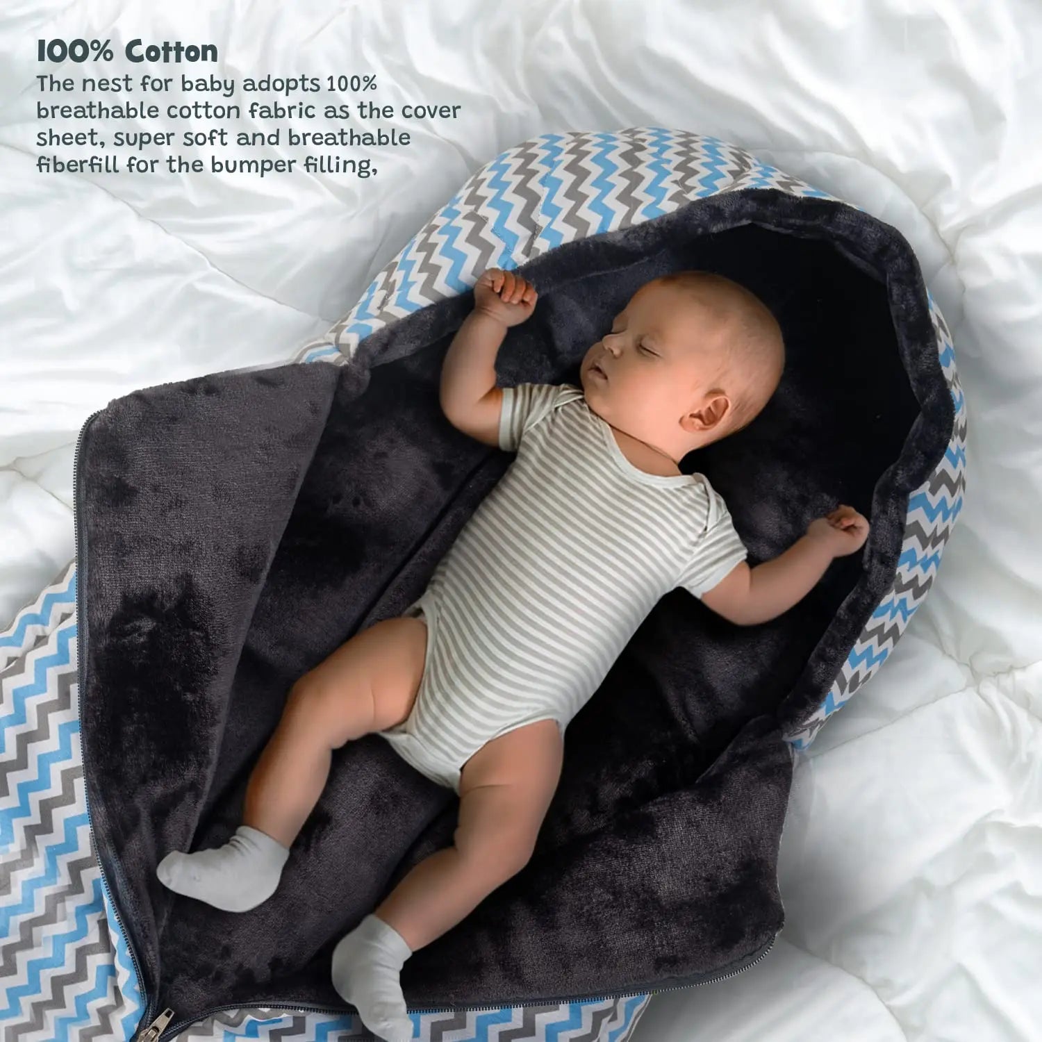 Baybee 3 in 1 Velvet Cotton Baby Bed Cum Carry Bed, Printed Baby Sleeping Bag-Baby Bed - Image 21