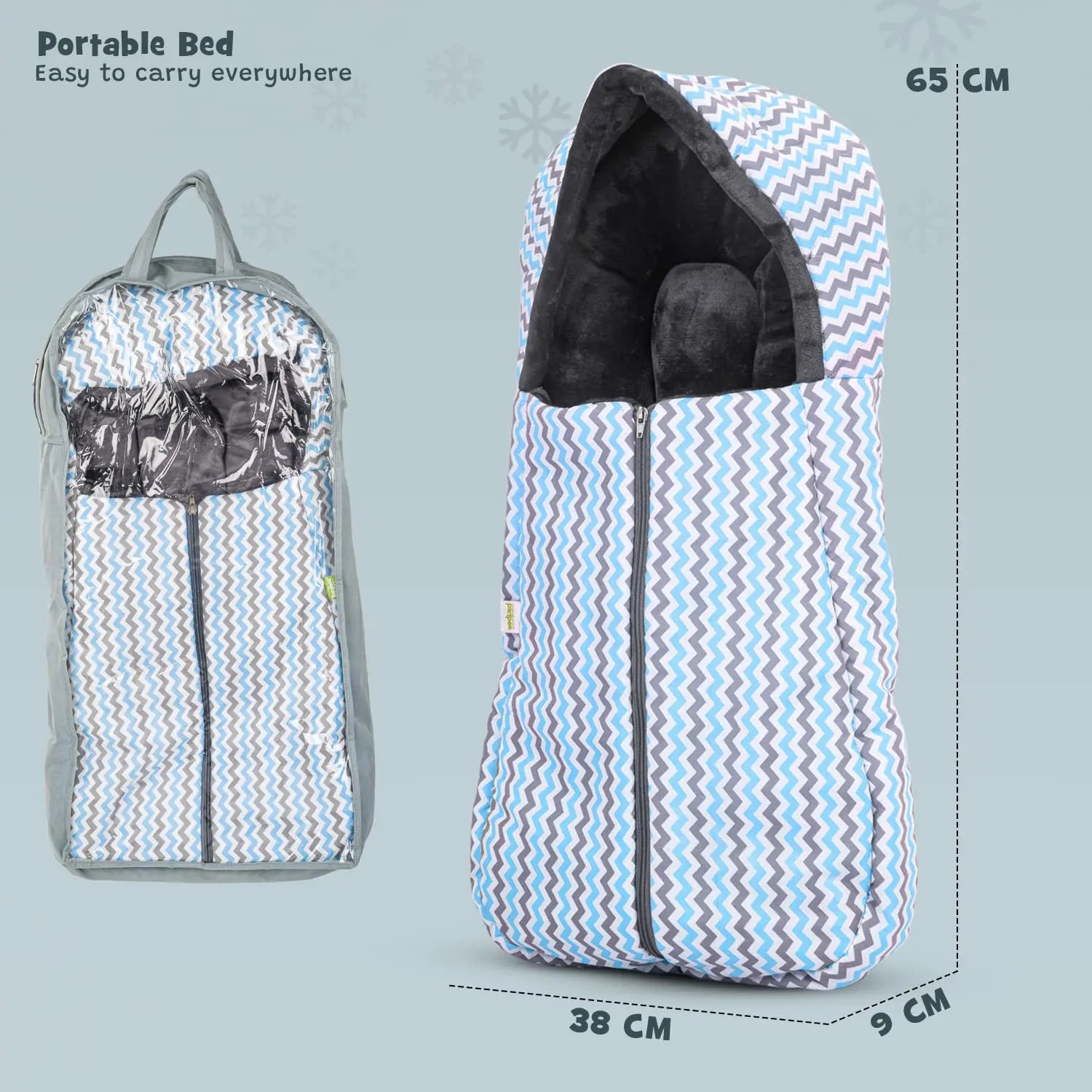 Baybee 3 in 1 Velvet Cotton Baby Bed Cum Carry Bed, Printed Baby Sleeping Bag-Baby Bed - Image 24