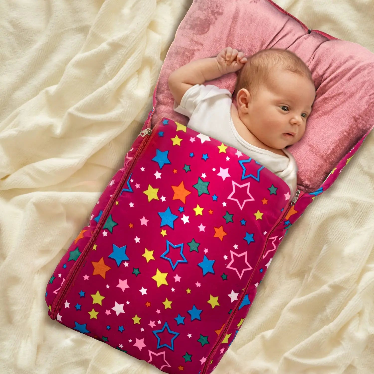 Baybee 3 in 1 Velvet Cotton Baby Bed Cum Carry Bed, Printed Baby Sleeping Bag-Baby Bed - Image 37