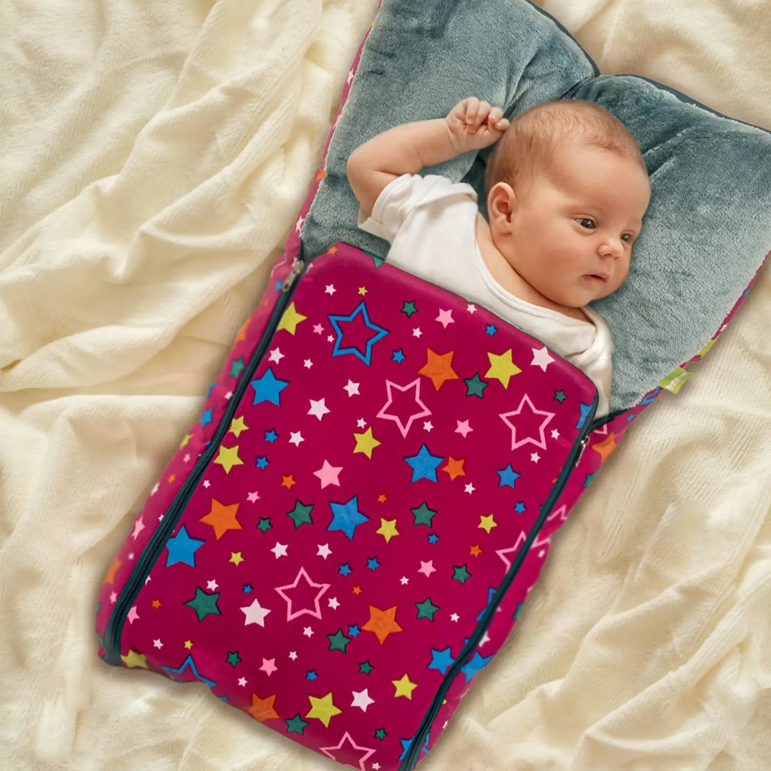 Baybee 3 in 1 Velvet Cotton Baby Bed Cum Carry Bed, Printed Baby Sleeping Bag-Baby Bed - Image 44
