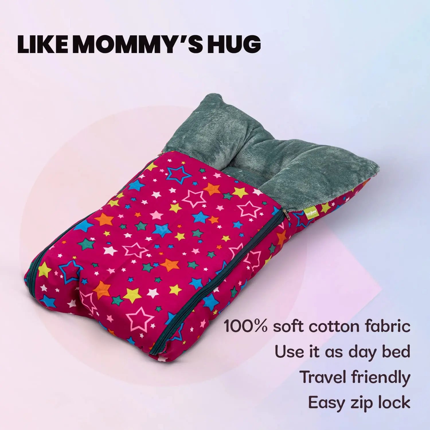 Baybee 3 in 1 Velvet Cotton Baby Bed Cum Carry Bed, Printed Baby Sleeping Bag-Baby Bed - Image 45