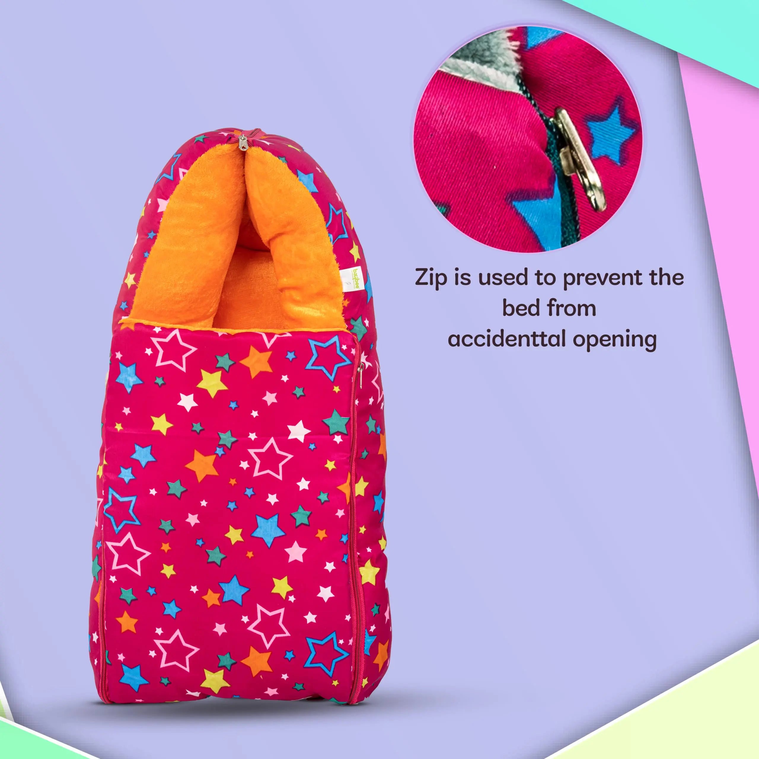 Baybee 3 in 1 Velvet Cotton Baby Bed Cum Carry Bed, Printed Baby Sleeping Bag-Baby Bed - Image 54