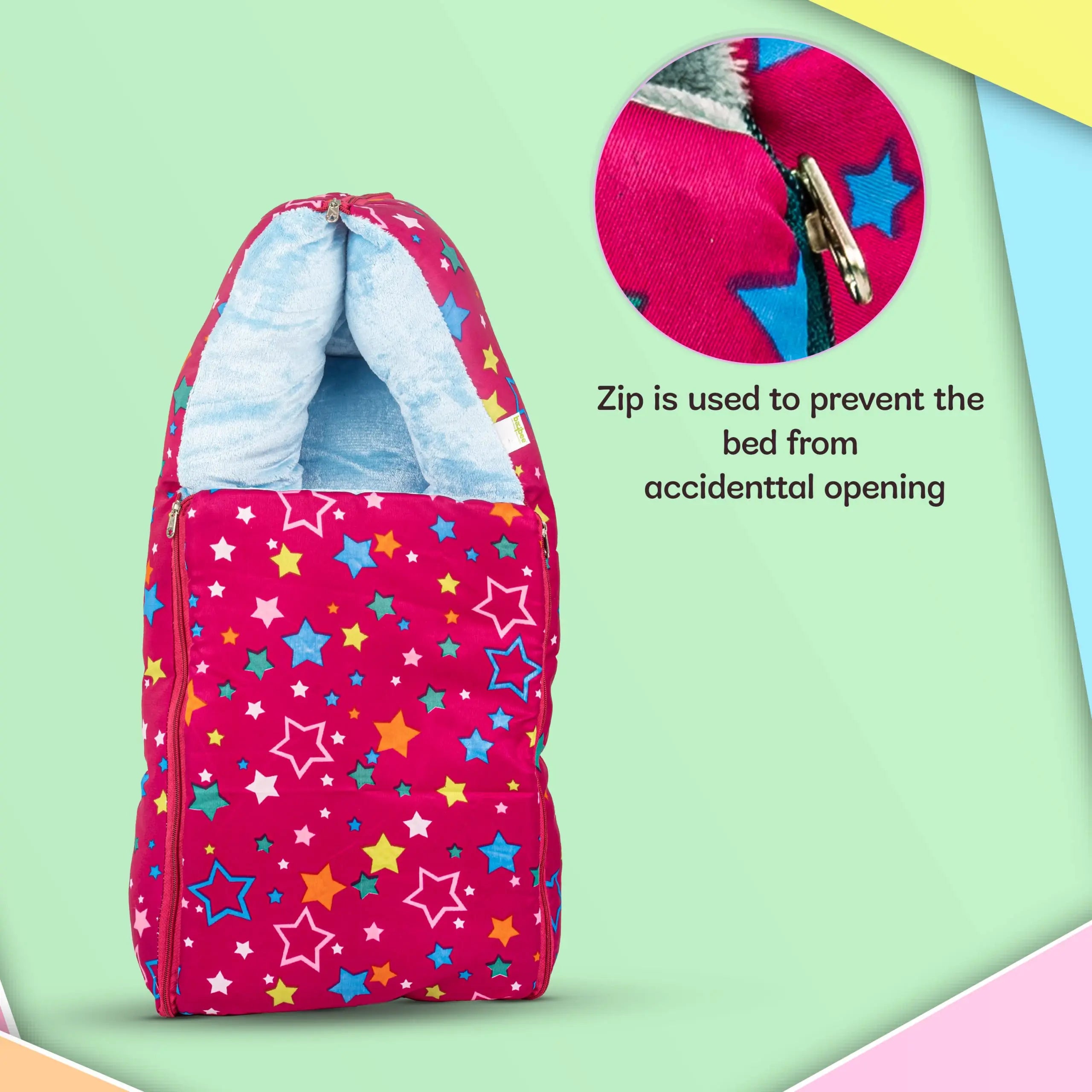 Baybee 3 in 1 Velvet Cotton Baby Bed Cum Carry Bed, Printed Baby Sleeping Bag-Baby Bed - Image 60