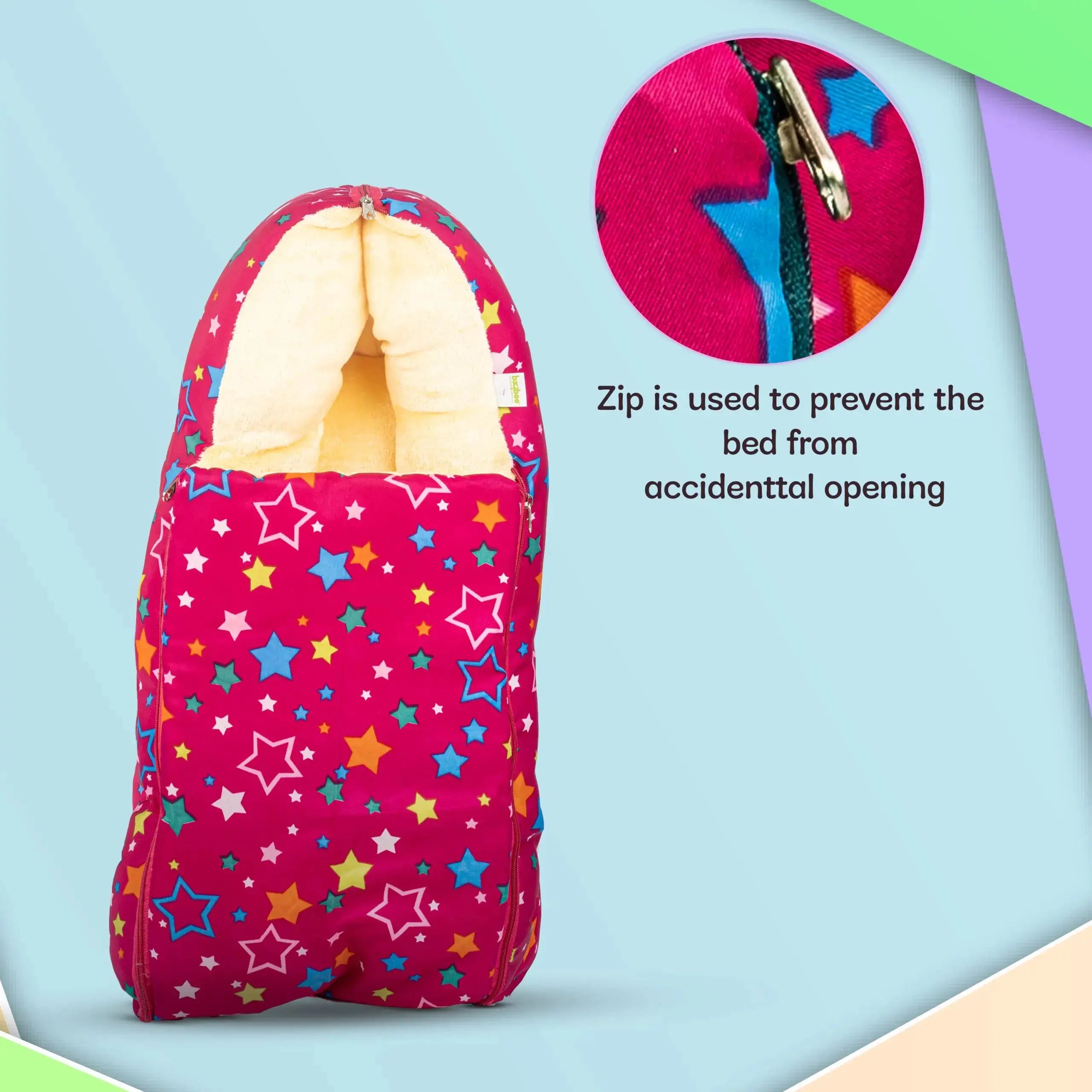 Baybee 3 in 1 Velvet Cotton Baby Bed Cum Carry Bed, Printed Baby Sleeping Bag-Baby Bed - Image 66