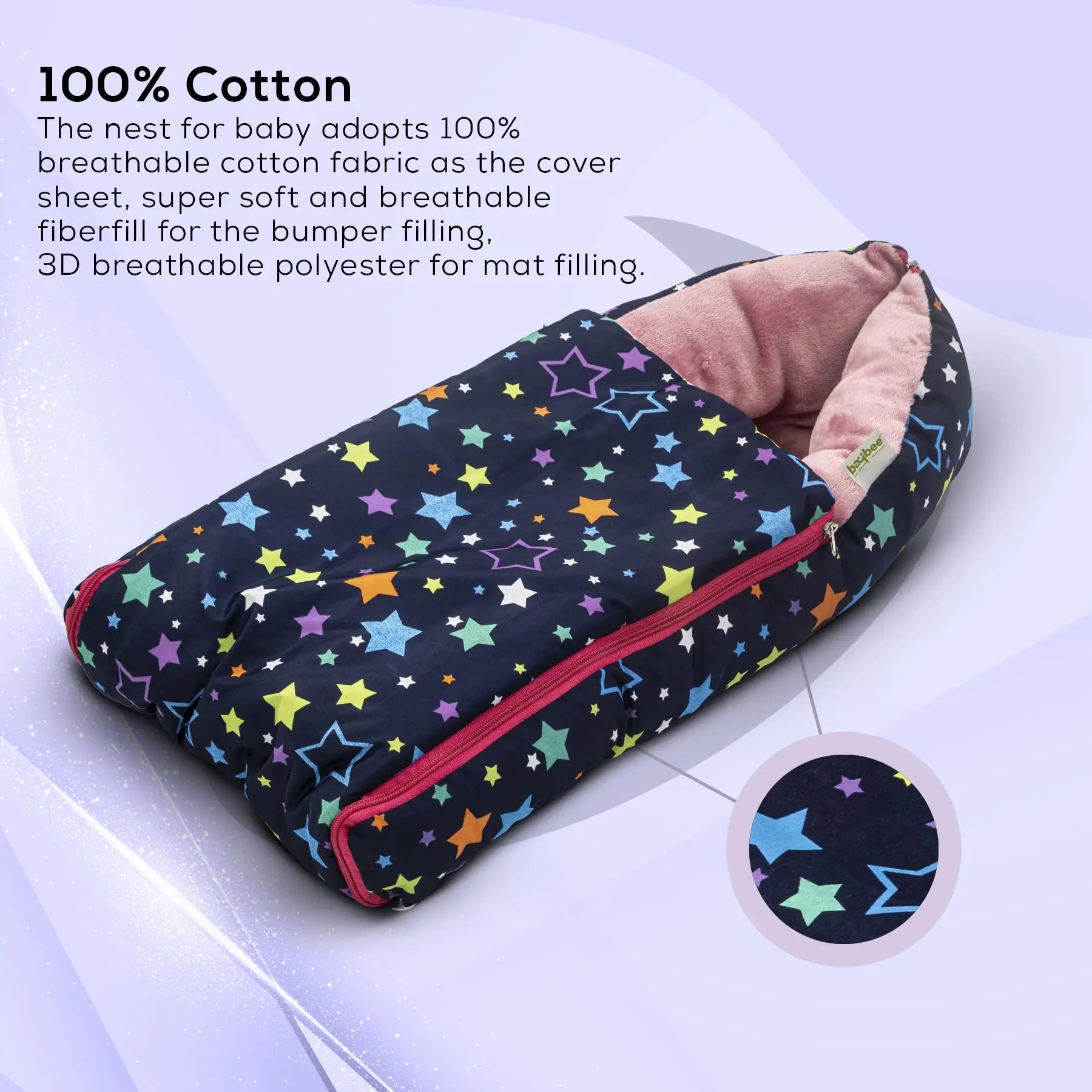 Baybee Little Max 3 in 1 Baby's Cotton Bed Cum Carry Bed Printed Baby Sleeping Bag - Image 13