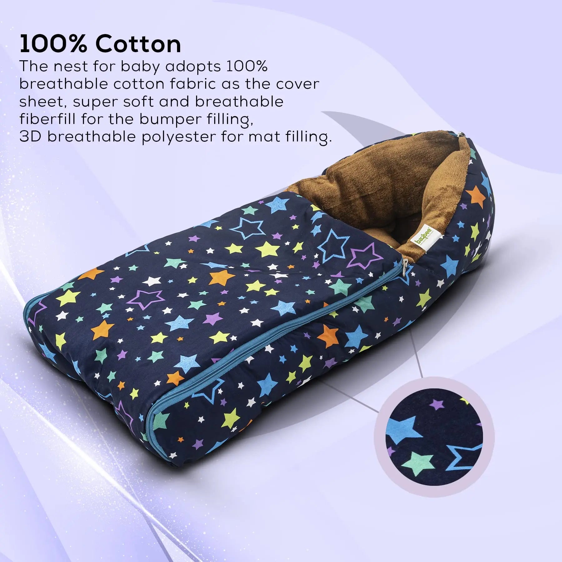 Baybee Little Max 3 in 1 Baby's Cotton Bed Cum Carry Bed Printed Baby Sleeping Bag - Image 29