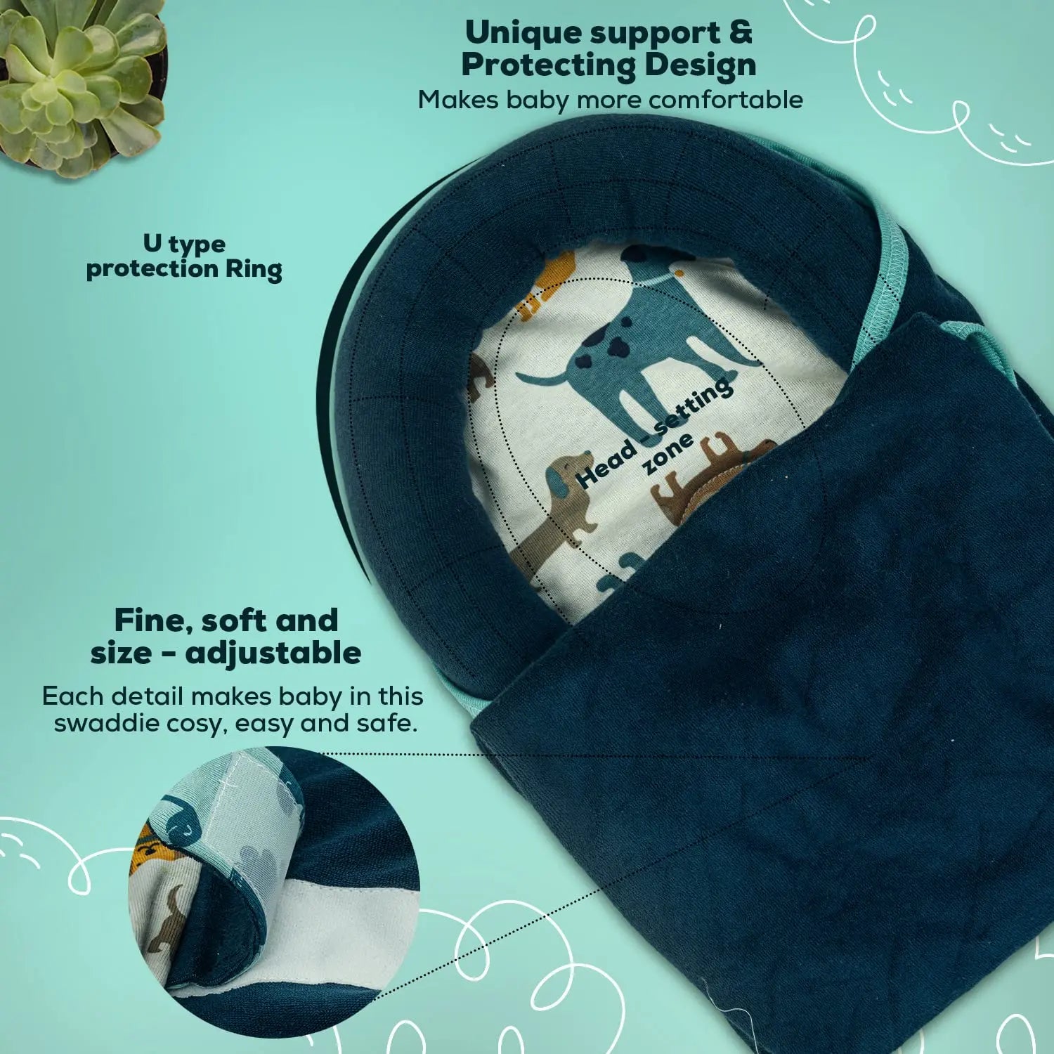 Baybee Cotton Baby Snuggle Pod Swaddle Wrap for Newborn - Image 23